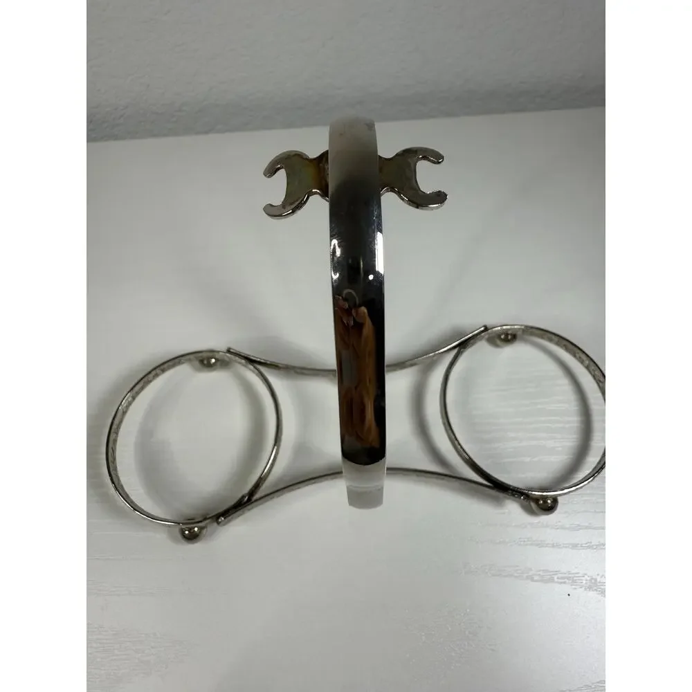 Vintage Silverplate Double Napkin Ring Stand, Victorian Floral Engraved Holder